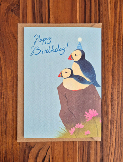 Birthday Card Puffins