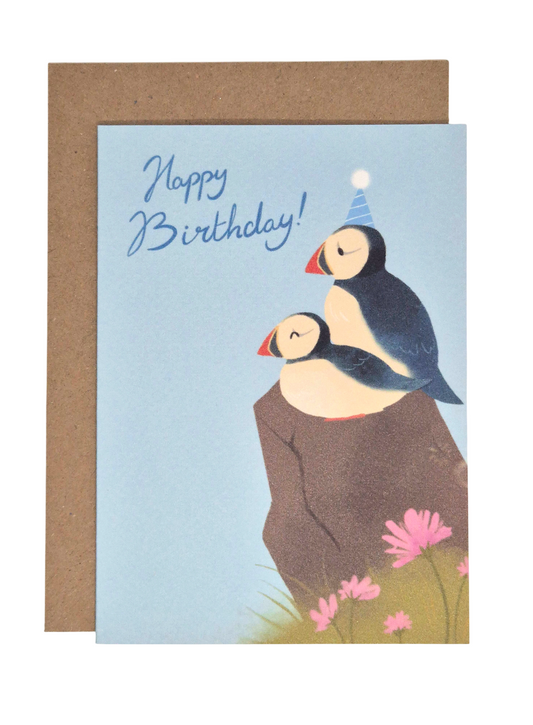 Birthday Card Puffins