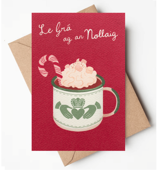 Claddagh Mug Hot Chocolate Gaeilge, Irish Christmas